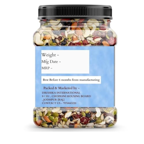 Dikshika Dry Fruits Premium Trail Mix | Healthy Mixed Nuts with Dry Fruits/Health Dry Fruits Mix | Almonds, Cashews, Raisins, Cranberry, Pumpkin, Watermelon Seeds Many More | Special Trail Mix (1Kg)
