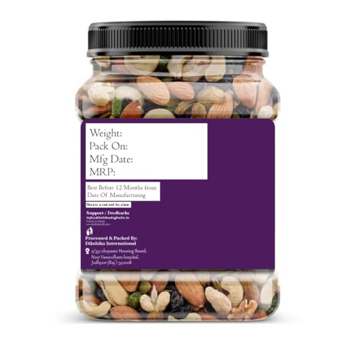 Dikshika Dry Fruits Mixed Dry Fruits | Nutritious Snack with Almonds, Cashews, Raisins More | Source of Protein, Magnesium & Phosphorus | Healthy Dry Fruit Snack | Fit for Fasting (1 kg, Mixed Dry Fruits)