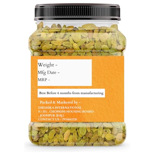 Dikshika Dry Fruits Premium Raisins - 500g | Kishmish | Kismis | Dry Fruits and Nuts | Nutritious | Seedless Kishmish | Green Raisins Kismis | Healthy Nutritious & Delicious