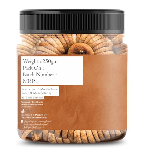 Dikshika Dry Fruits Premium Dried Afghani Anjeer 250 gm | Rich Source of Vitamins, Fiber & Iron | Dry Figs/Big Size Anjeer Dry Fruit | Low in calories & Fat Free | Healthy Snack