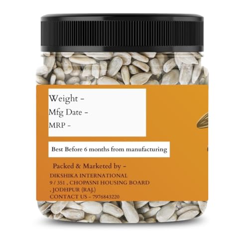 Dikshika Dry Fruits Raw sunflower seeds 250 gm - Raw Sunflower Seeds for Eating | Diet Food | Healthy Snack | suryaful seeds | Weight management | Source of Antioxidants | Fibre rich superfood