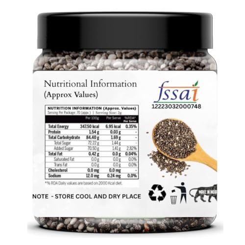 Dikshika Dry Fruits Chia Seeds 1 kg - Healthy Raw Seeds | Clean Chia Seeds for Eating | Healthy Snacks | Calcium and Protein Rich Seeds
