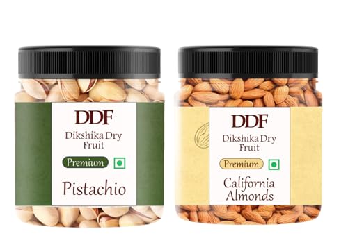 Dikshika Dry Fruits Combo Pack | California Almonds 500g + Pistachios 500g | Healthy Snack, Rich in Antioxidants, Protein, and Fiber | All-Natural, No Preservatives