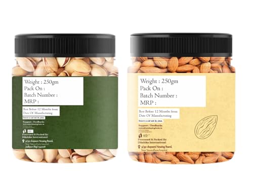 Dikshika Dry Fruits Combo Pack | California Almonds 500g + Pistachios 500g | Healthy Snack, Rich in Antioxidants, Protein, and Fiber | All-Natural, No Preservatives