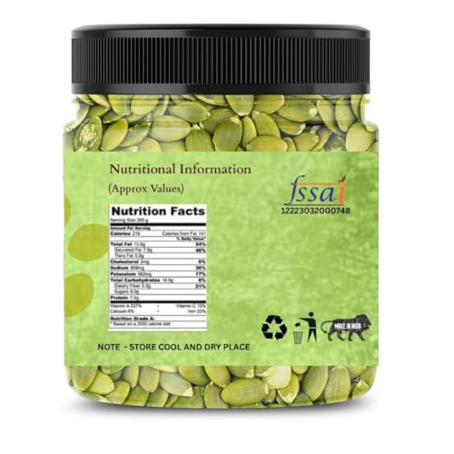 Dikshika Dry Fruits Natural & Premium Pumpkin Seeds 250 gm | Immunity Booster and Protein Rich Seeds | Healthy Diet Snacks | Raw Pumpkin Seeds for Eating