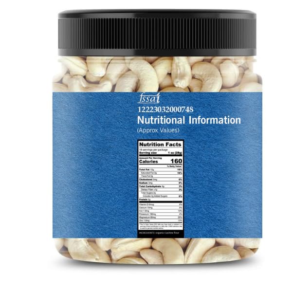 Dikshika Dry Fruits Premium Cashew Nuts (W320) Nutritious & Delicious Nuts | Gluten Free | Whole Crunchy Cashew | Premium Kaju nuts | Nutritious & Delicious (250 G)