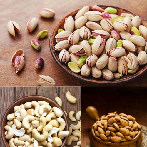 Dikshika Dry Fruits Premium Dry Fruits & Nuts Combo of Healthy Fresh Raw Whole Cashew Real Californian Almond Kernal Californian Pistachios Shelled | 150 gm X 3 = 450 gm | Badam Kaju Pista Combo