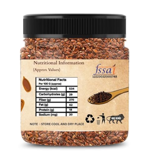 Dikshika Dry Fruits Flax Seeds 1 kg - Alsi Seeds | Flax Seeds for Hair Growth | Raw Seeds for Eating | Source of Iron & Dietary Fibre | Rich in Protein