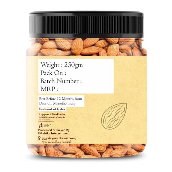 Dikshika Dry Fruits California Almond Nuts 1000g | High Protein Snack and Super Healthy Nuts | Amazing Quality Almond | Purely Natural Badam | Crunchy & Nutty | Premium Badam Giri