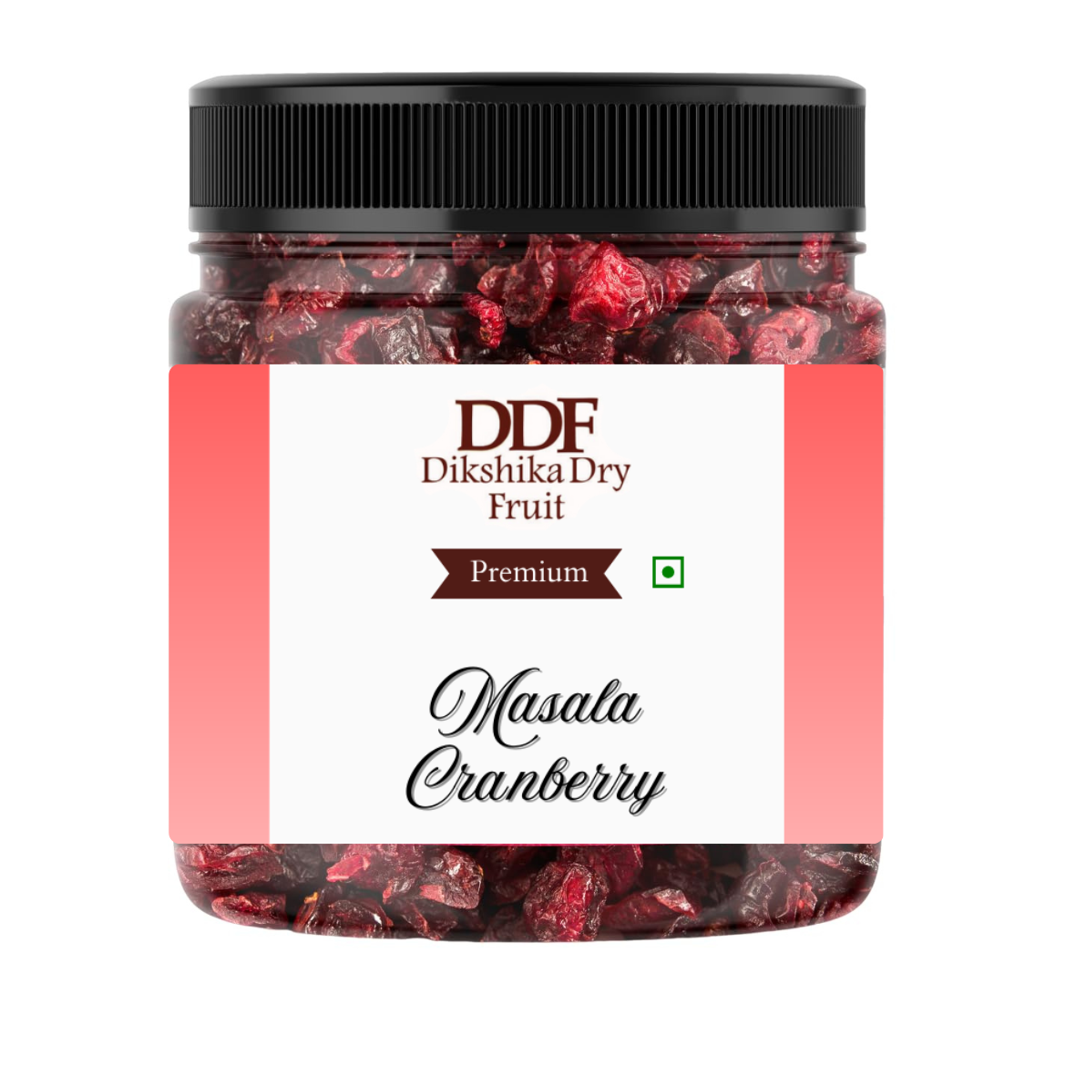 Jar of DDF Dikshika Dry Fruit Masala Cranberry on a white background